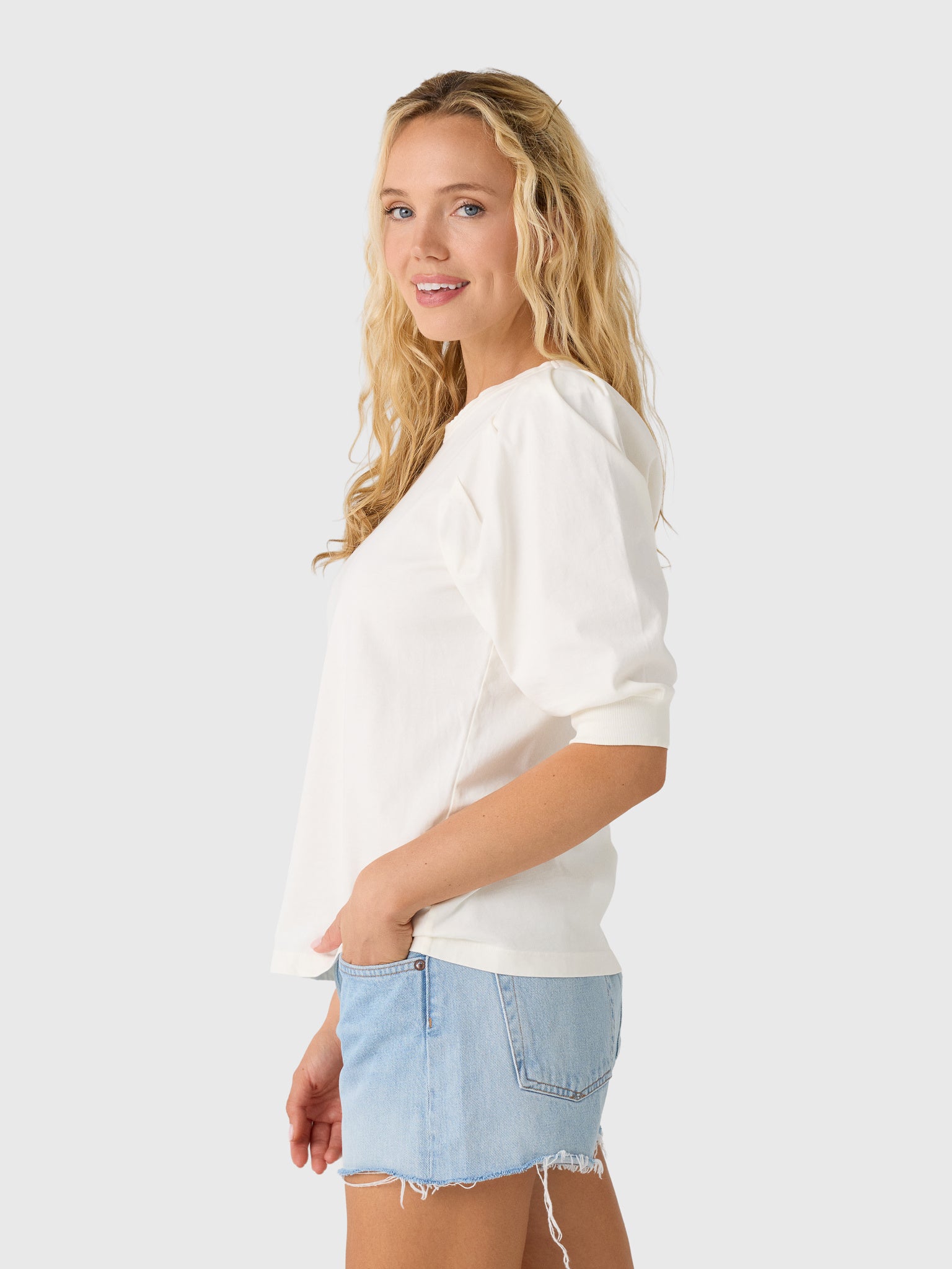 Citizens Of Humanity Women's Pia Pleated Sleeve Tee - Saint Bernard