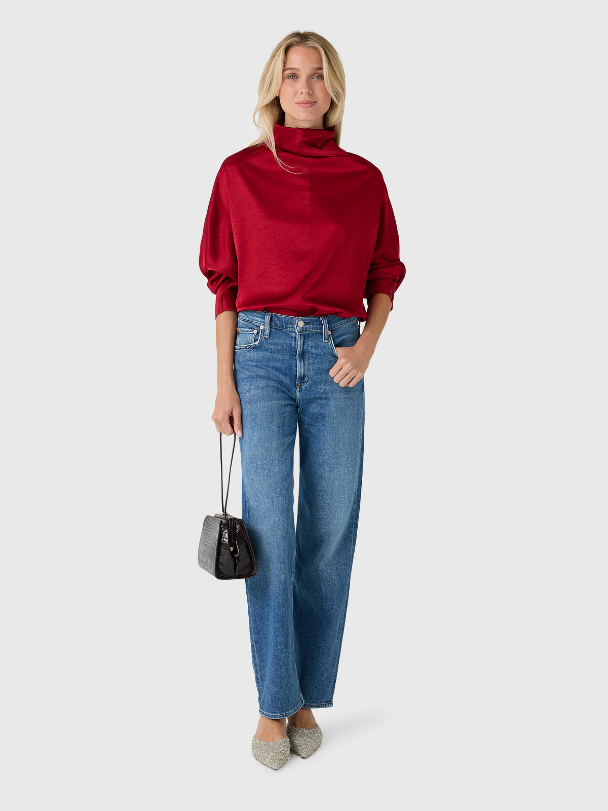 Citizens Of Humanity Women's Ilaria Draped Japanese Hammered Satin Top - Saint Bernard