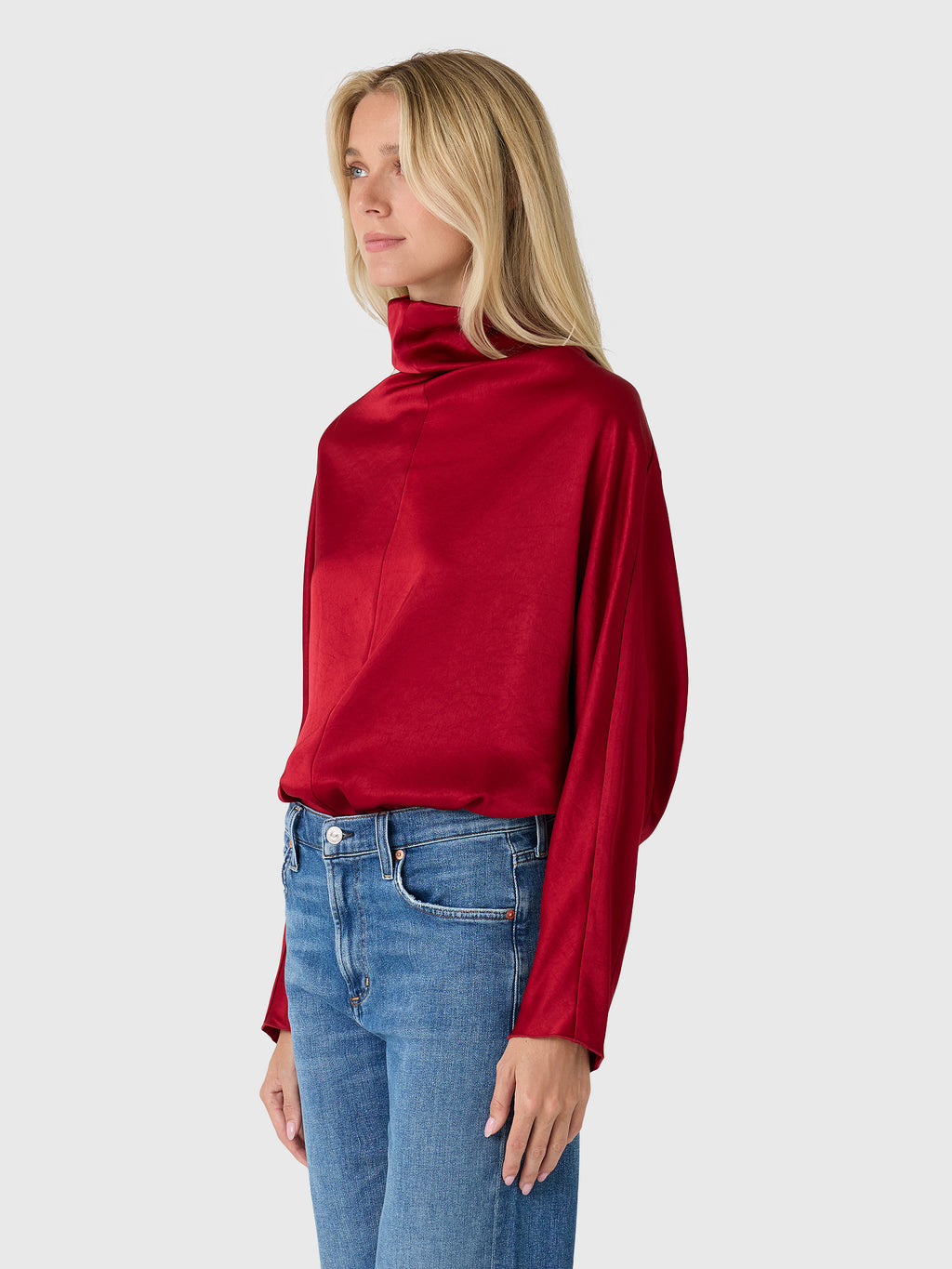 Citizens Of Humanity Women's Ilaria Draped Japanese Hammered Satin Top - Saint Bernard
