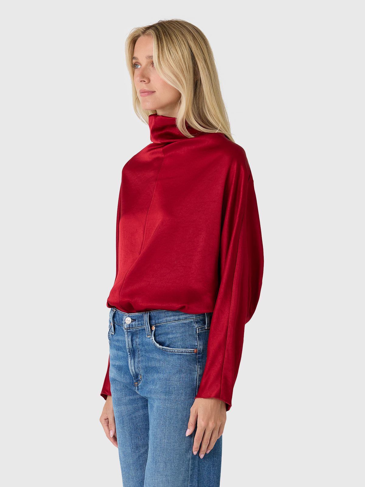 Citizens Of Humanity Women's Ilaria Draped Japanese Hammered Satin Top - Saint Bernard