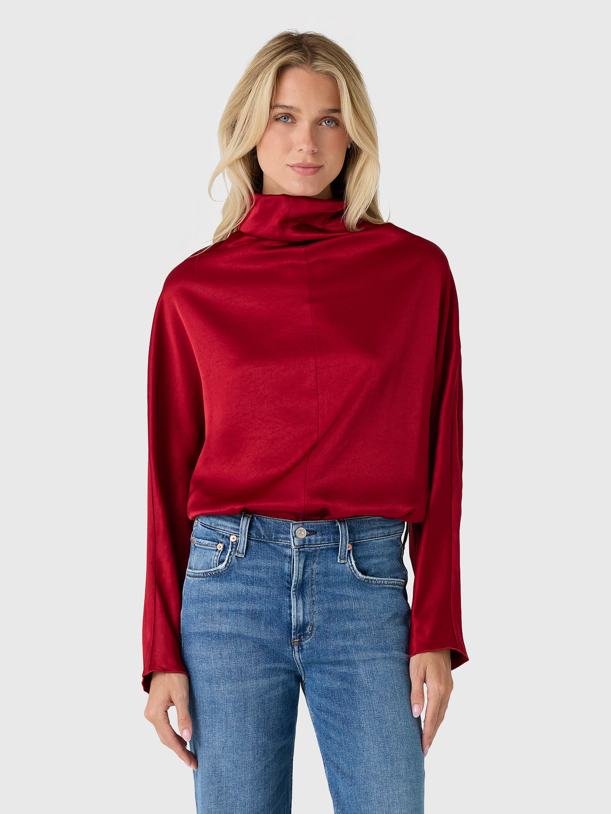 Citizens Of Humanity Women's Ilaria Draped Japanese Hammered Satin Top - Saint Bernard