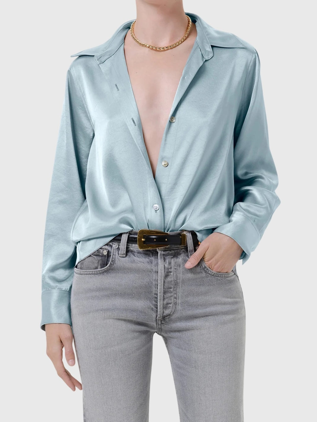 Citizens Of Humanity Women's Tullah Japanese Hammered Satin Shirt - Saint Bernard