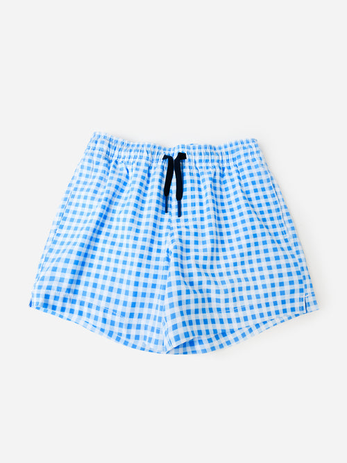 Southern Tide Boys' Baldwin Gingham Printed Swim Trunk