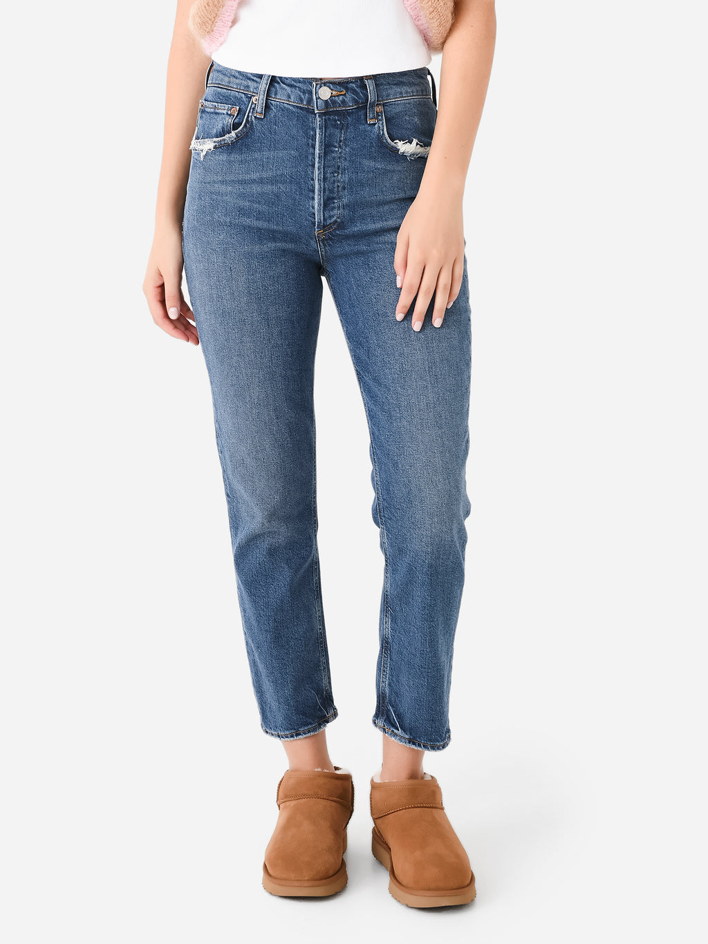 Agolde Women's Riley High Rise Straight Jean - Saint Bernard