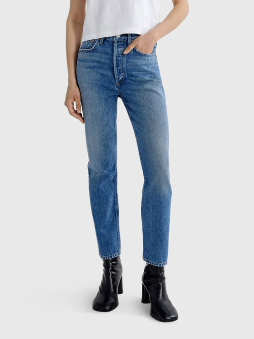 Agolde Women's Riley High Rise Straight Crop Jean