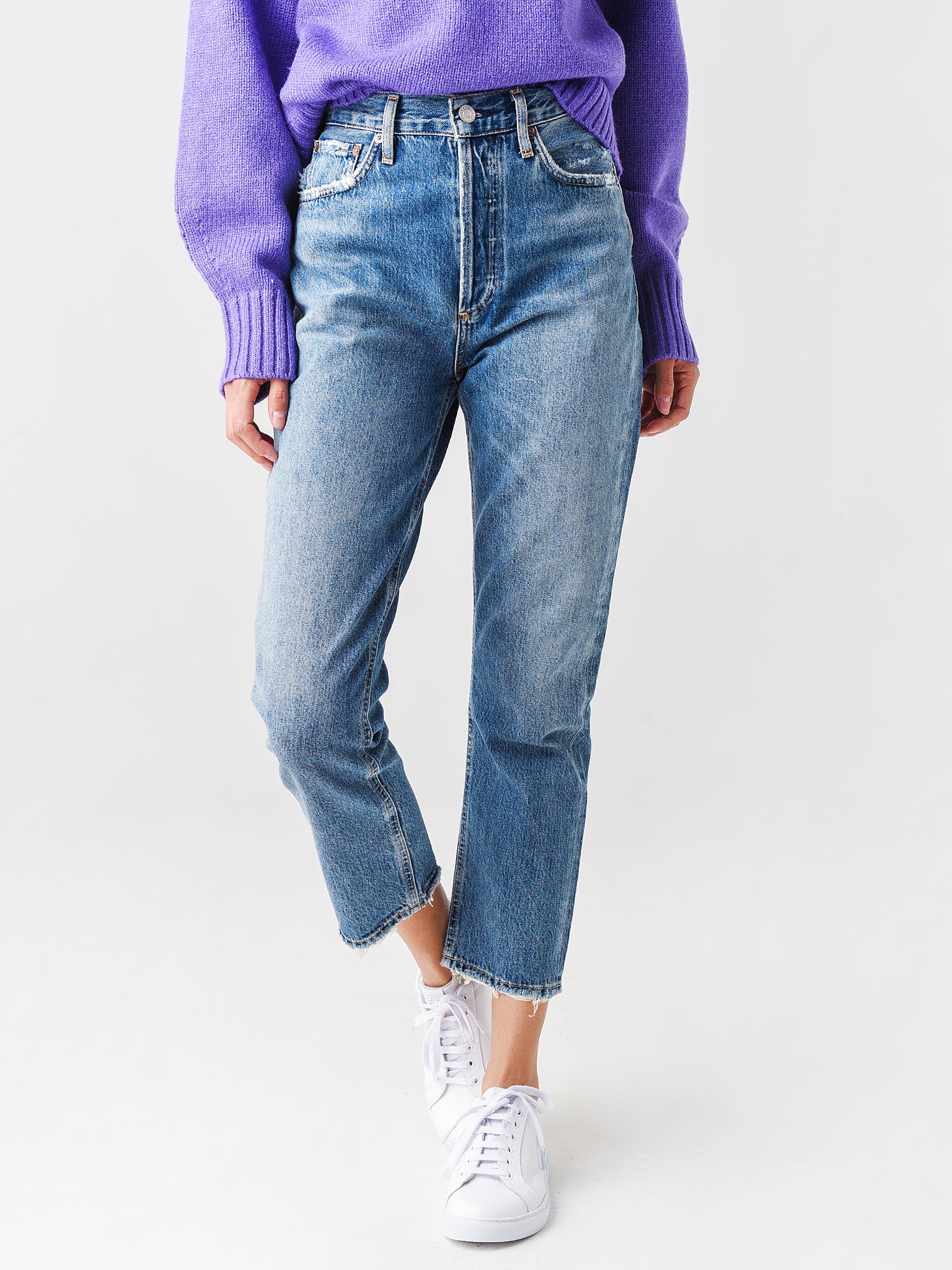 Agolde Women's Riley High Rise Straight Crop Jean - Saint Bernard