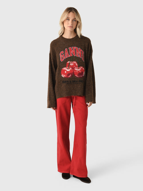 GANNI Women's Brushed Alpaca Graphic Oversized Sweater