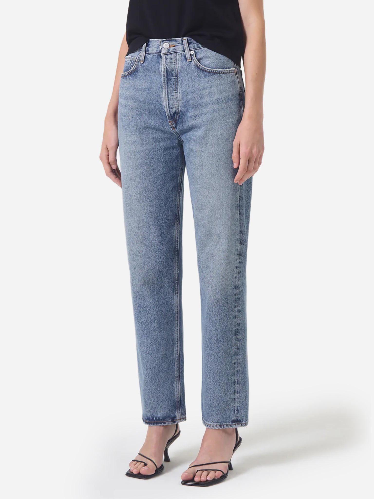 Agolde Women's 90s Pinch Waist High Rise Straight Jean - Saint Bernard