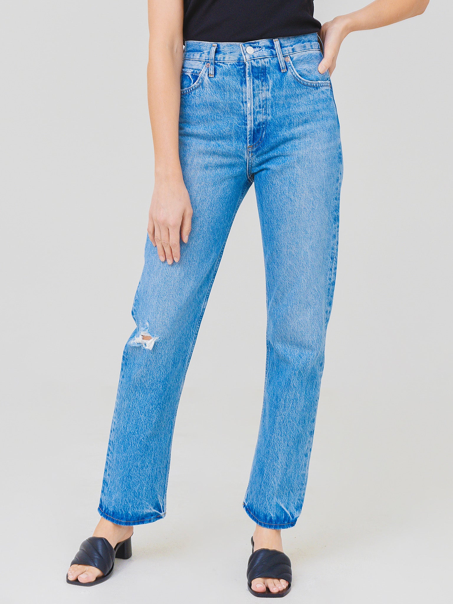 Agolde Women's 90s Pinch Waist High Rise Straight Jean - Saint Bernard