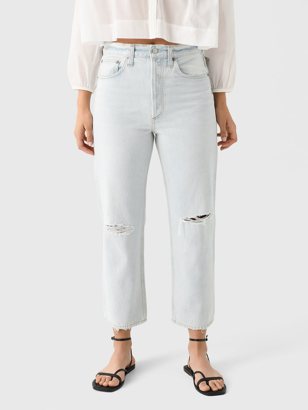 Agolde Women's 90s Loose Straight Crop Jean - Saint Bernard