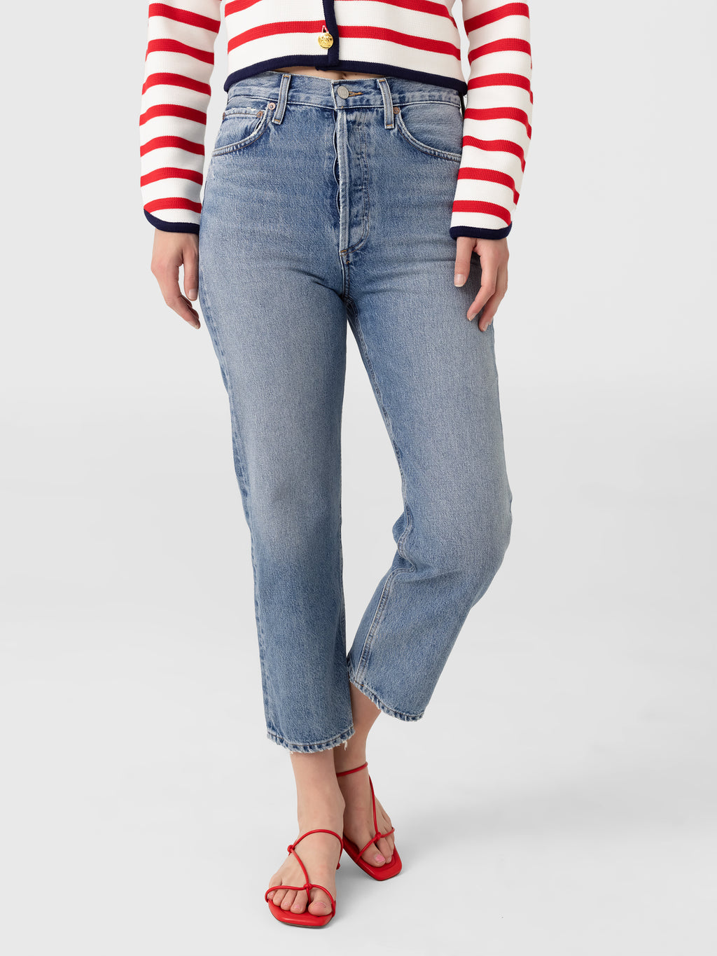 Agolde Women's 90s Loose Straight Crop Jean - Saint Bernard