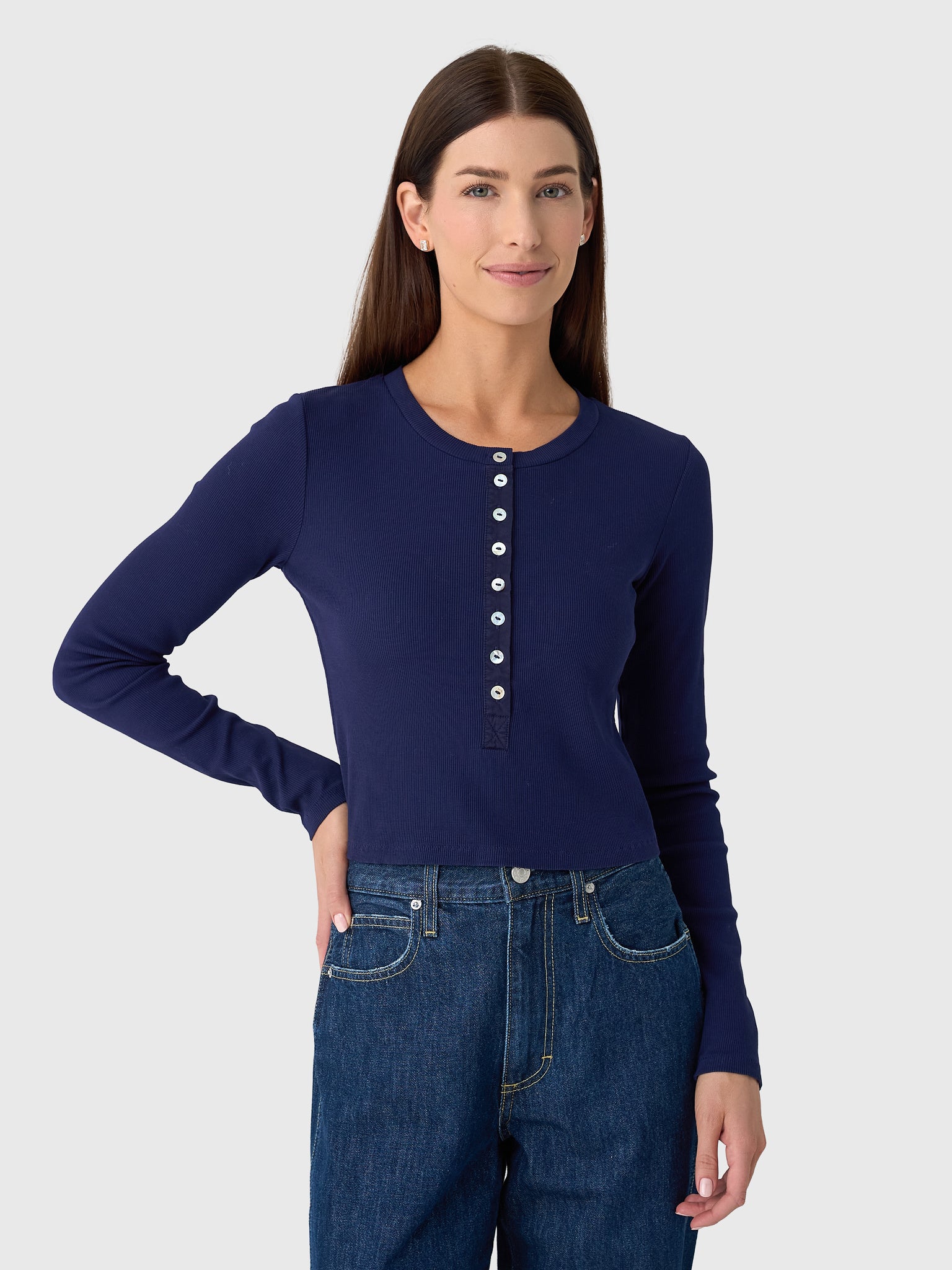 AMO Women's Sassy Rib Henley - Saint Bernard