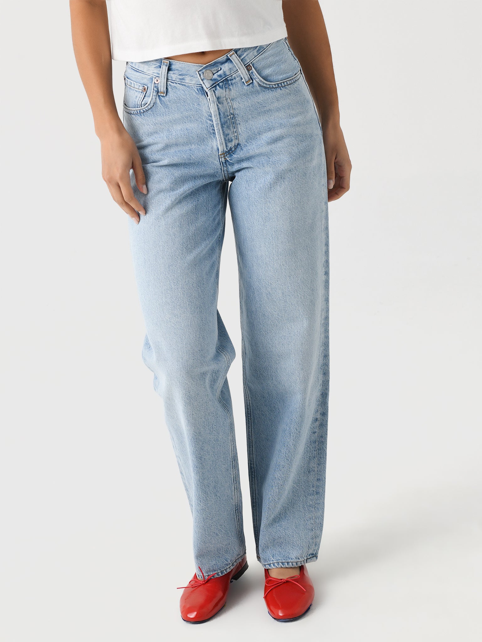 Agolde Women's V-Waist Baggy Jean - Saint Bernard