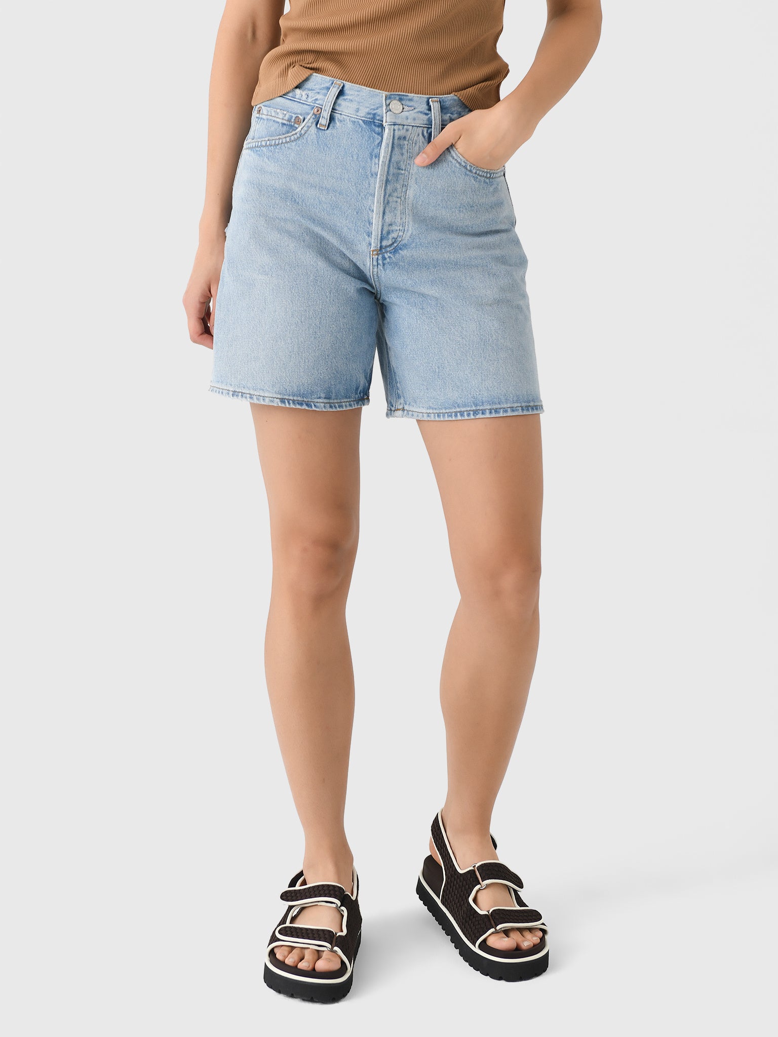 Agolde Women's Dame High Rise Baggy Short - Saint Bernard