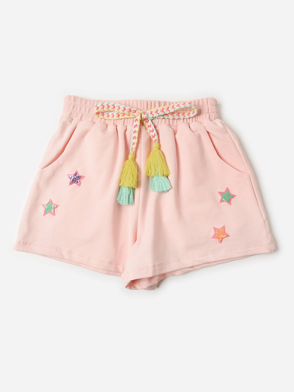 Hannah Banana Girls' Star Patches + Tassel Tie Short - Saint Bernard