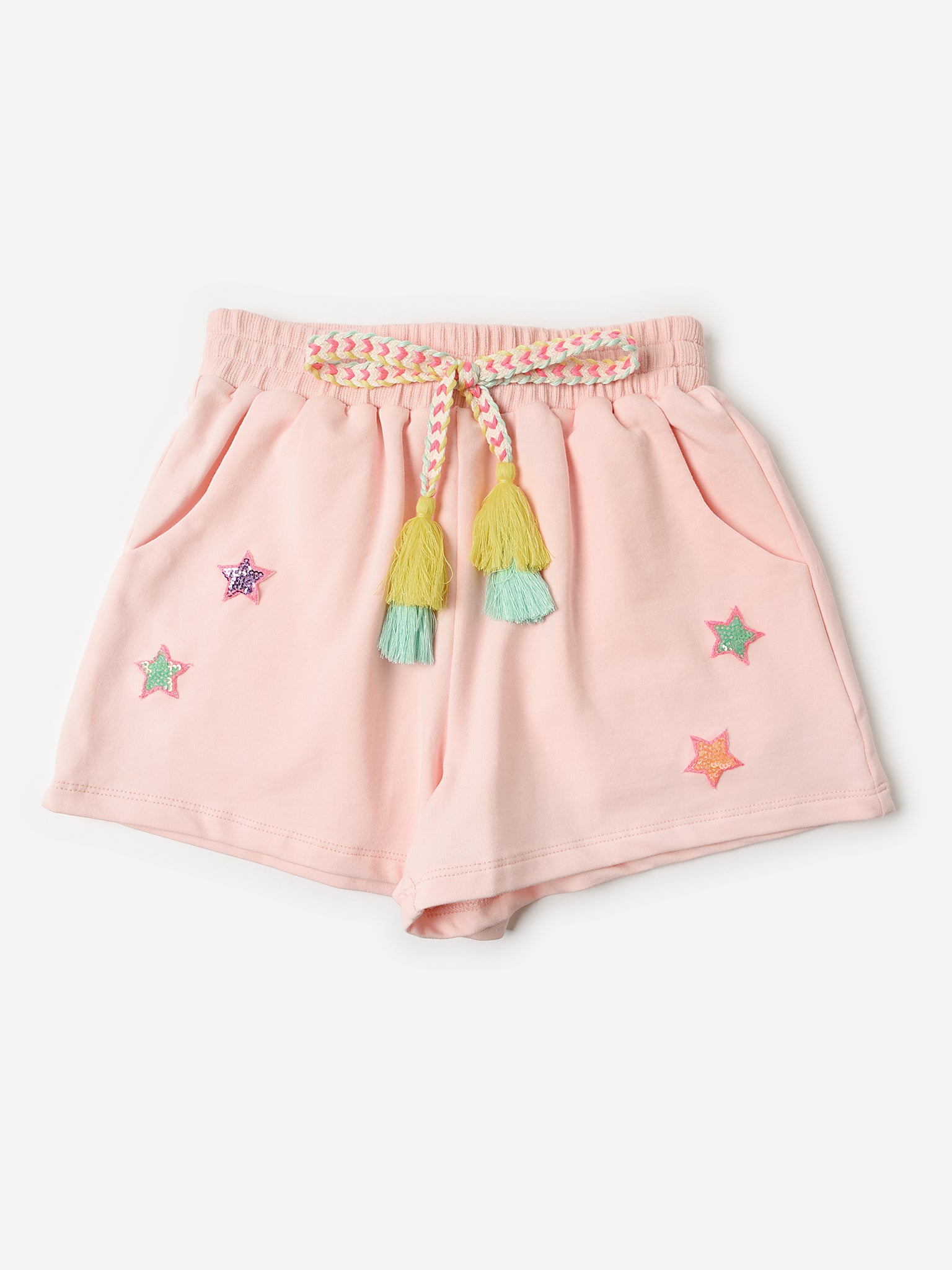 Hannah Banana Girls' Star Patches + Tassel Tie Short - Saint Bernard