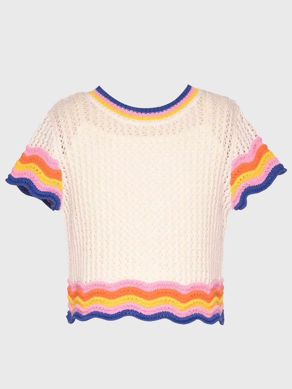 Hannah Banana Girls' Scallop Hem Crochet Top - Saint Bernard