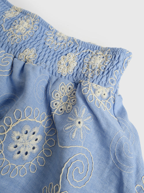 Hannah Banana Girls' Floral Embroidered Ruffle Skort