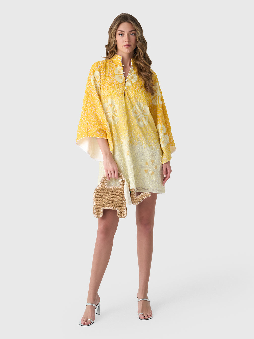 La Vie Women's Sequin Hawaiian Flower Mini Caftan - Saint Bernard