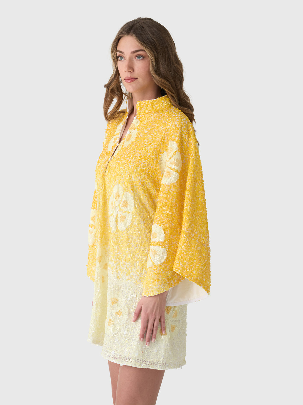 La Vie Women's Sequin Hawaiian Flower Mini Caftan - Saint Bernard
