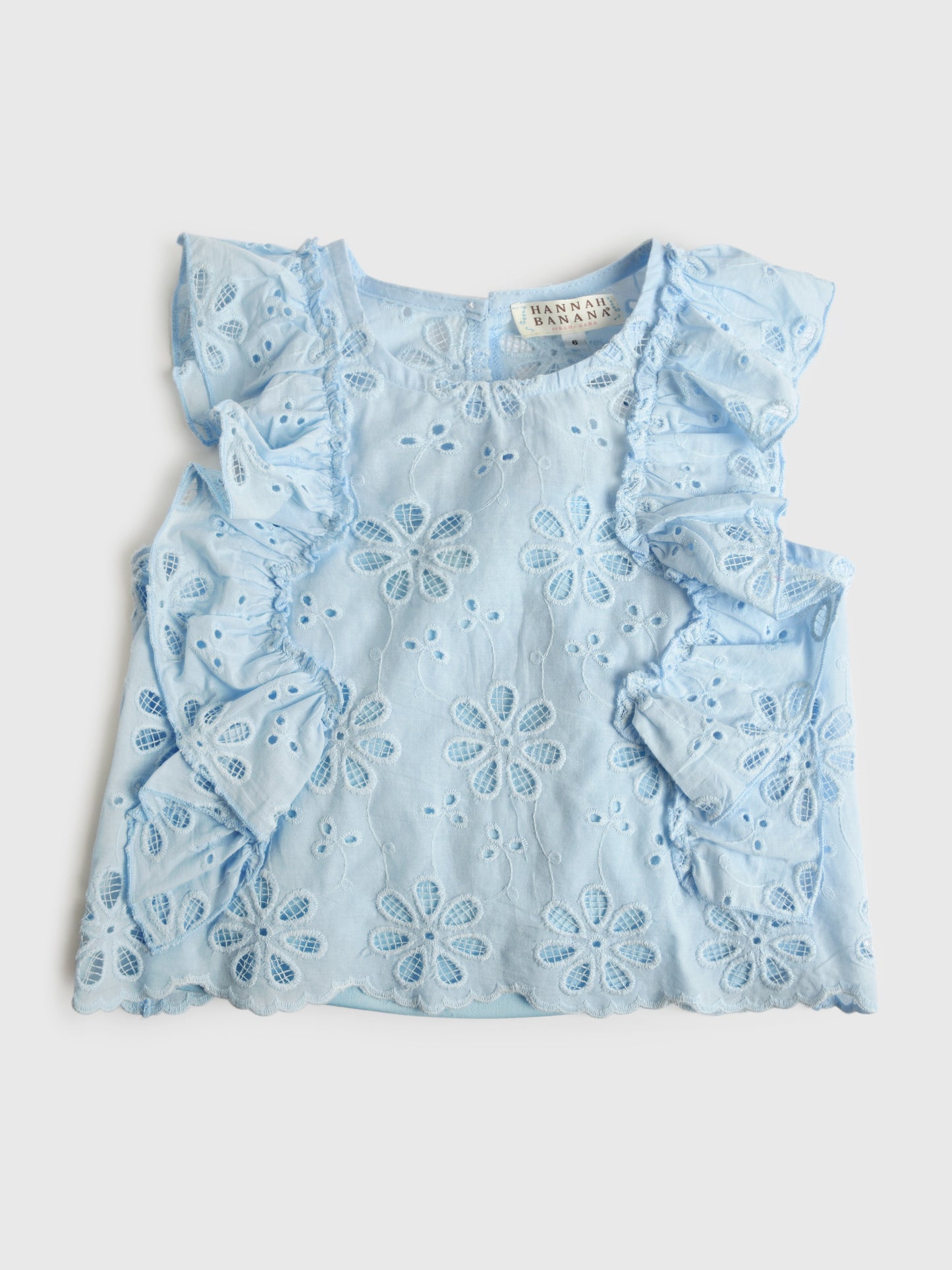 Hannah Banana Girls' Ruffle Eyelet Blouse - Saint Bernard