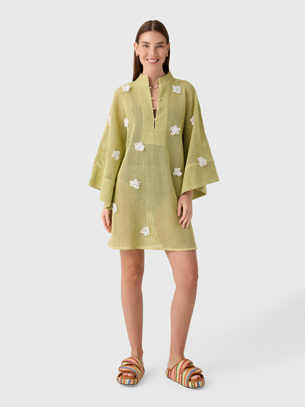 La Vie Women's 3D Flower Knit Mini Caftan - Saint Bernard