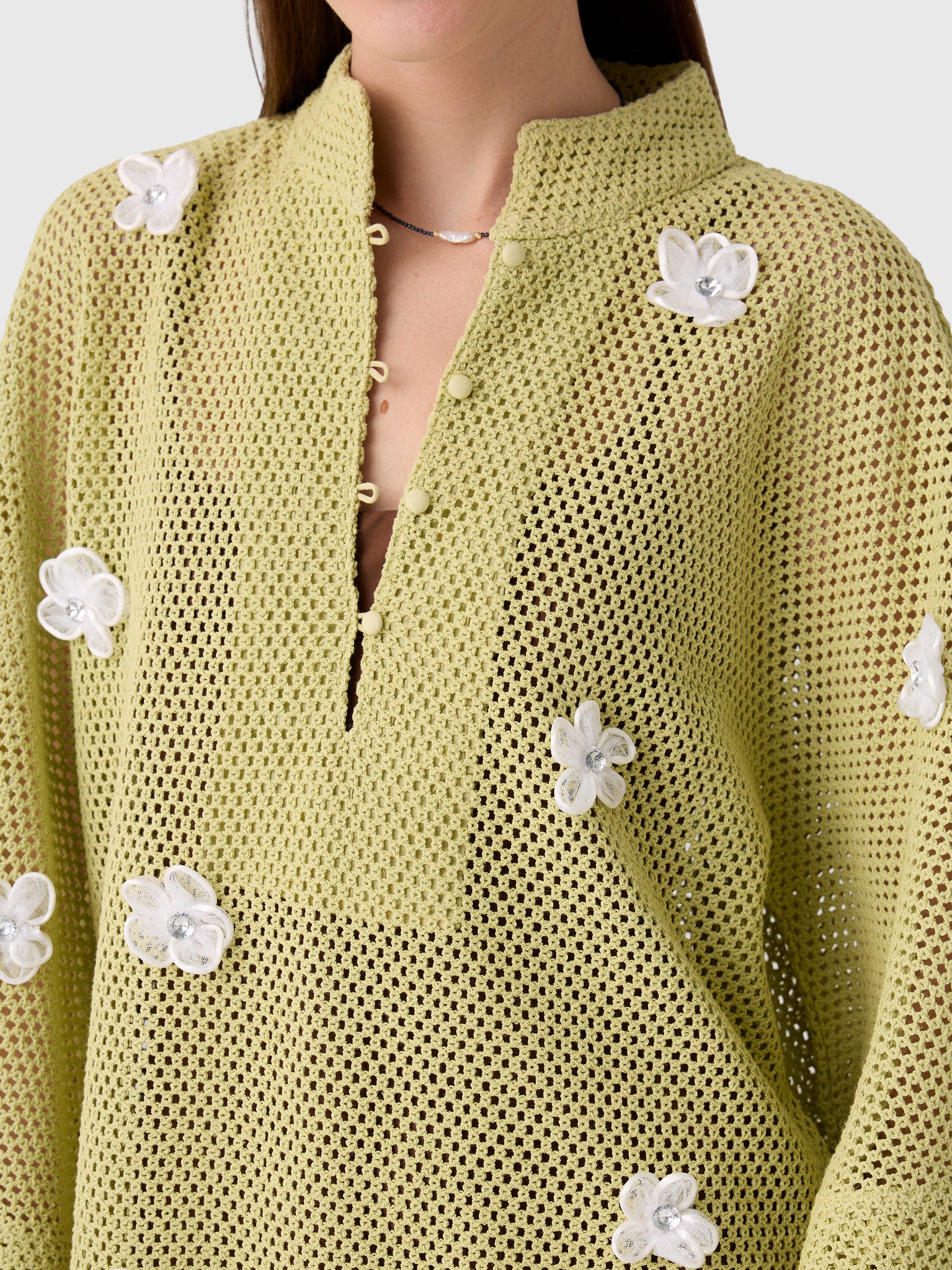 La Vie Women's 3D Flower Knit Mini Caftan - Saint Bernard