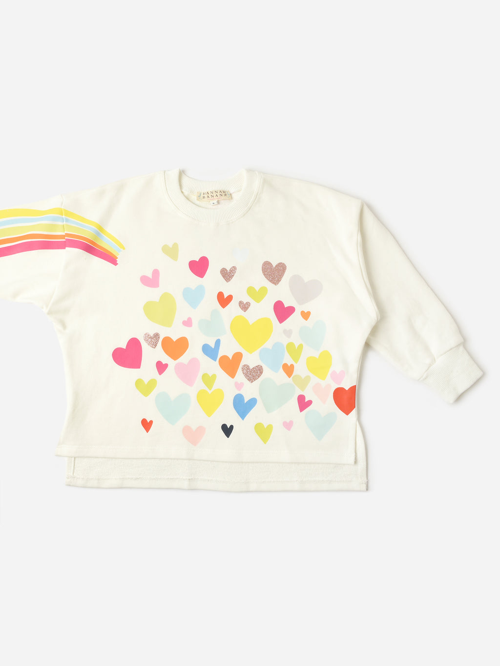 Hannah Banana Girls' Rainbow + Heart Print Top - Saint Bernard