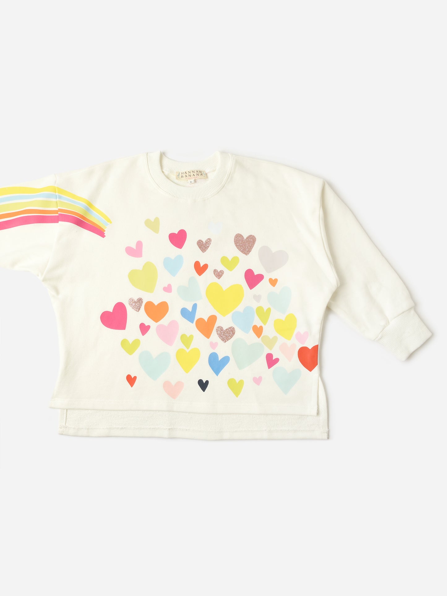 Hannah Banana Girls' Rainbow + Heart Print Top
