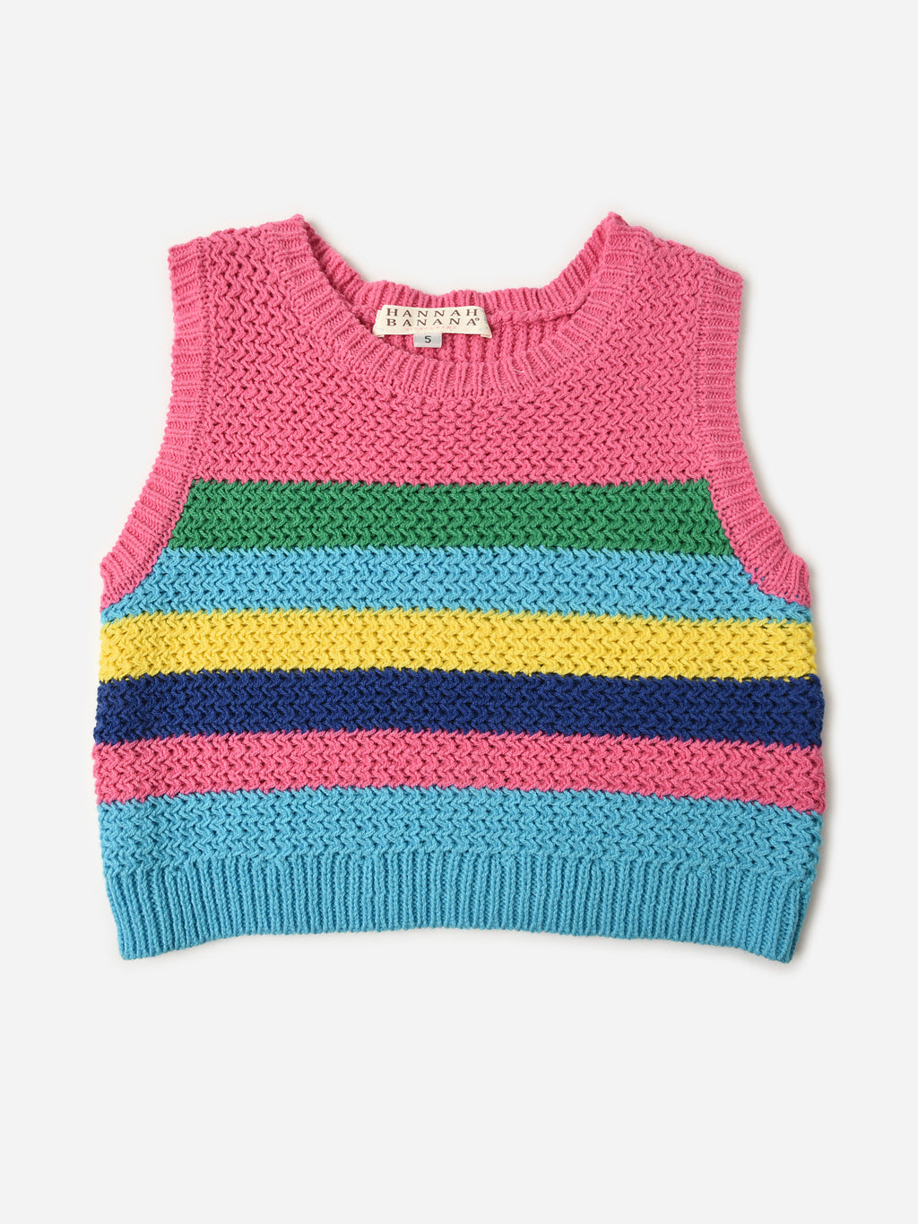 Hannah Banana Girls' Striped Crochet Tank Top - Saint Bernard