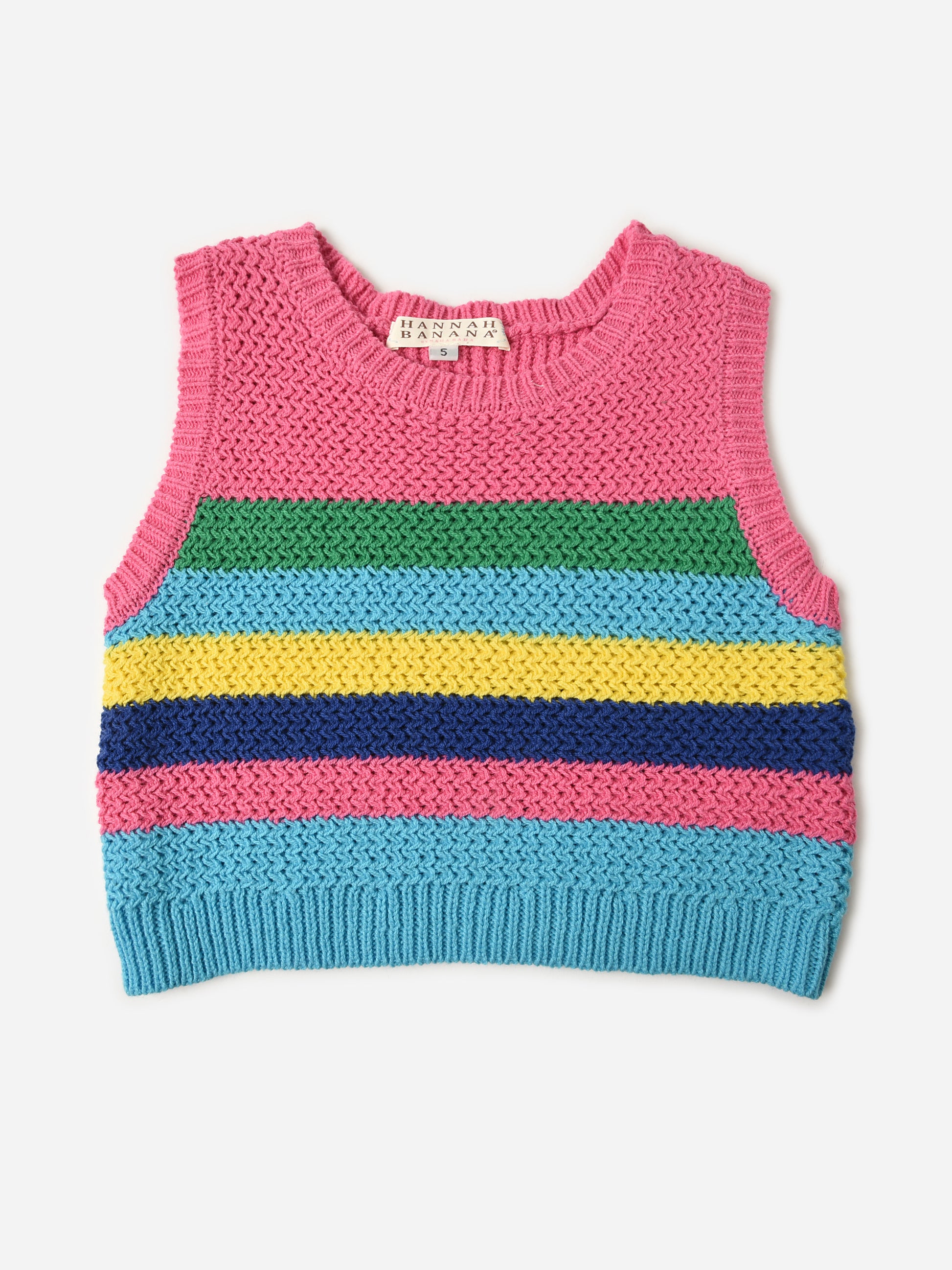 Hannah Banana Girls' Striped Crochet Tank Top - Saint Bernard