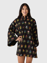 La Vie Women's Embroidered Garden Mini Caftan - Saint Bernard