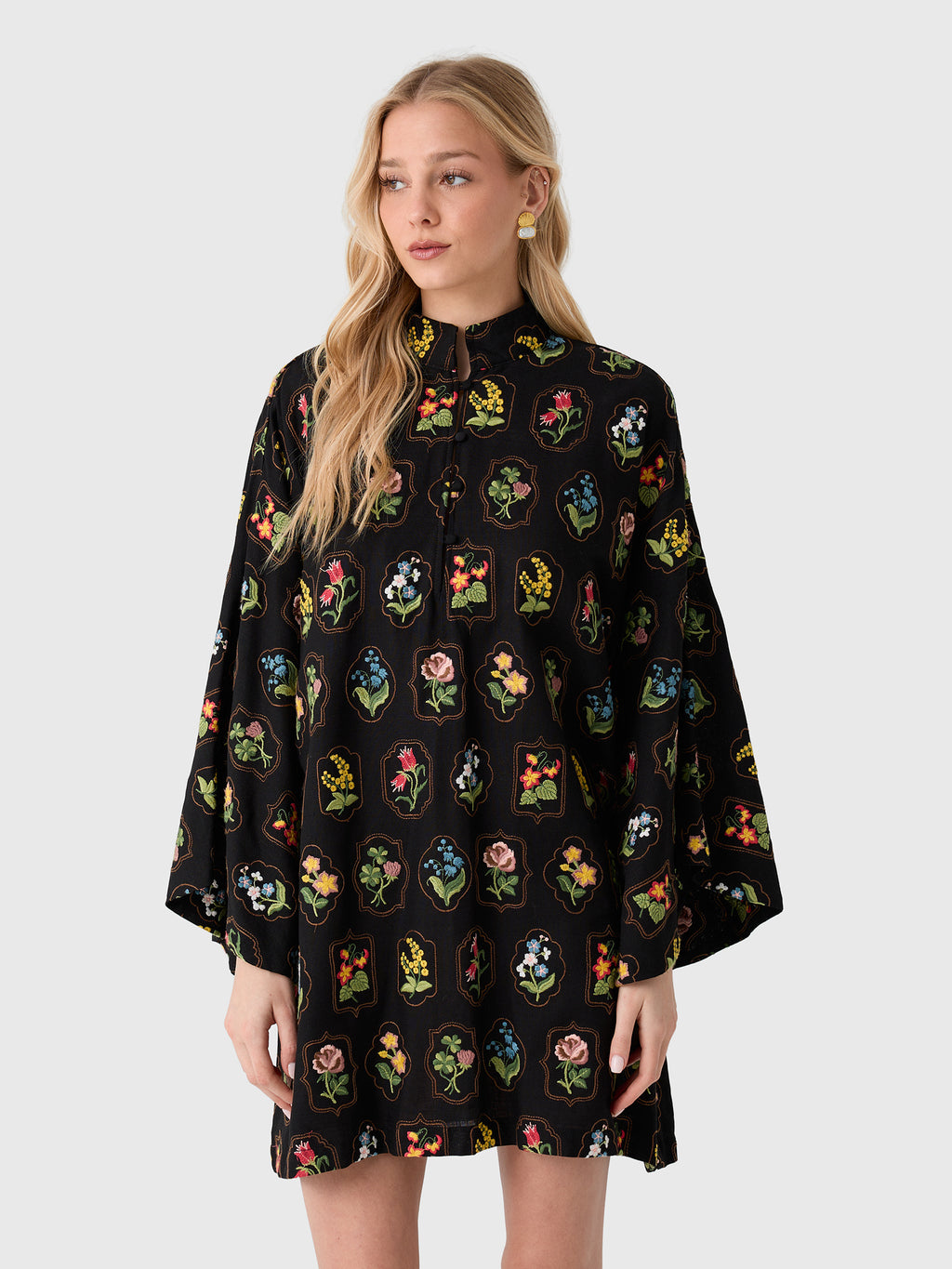 La Vie Women's Autumn Floral Mini Caftan - Saint Bernard