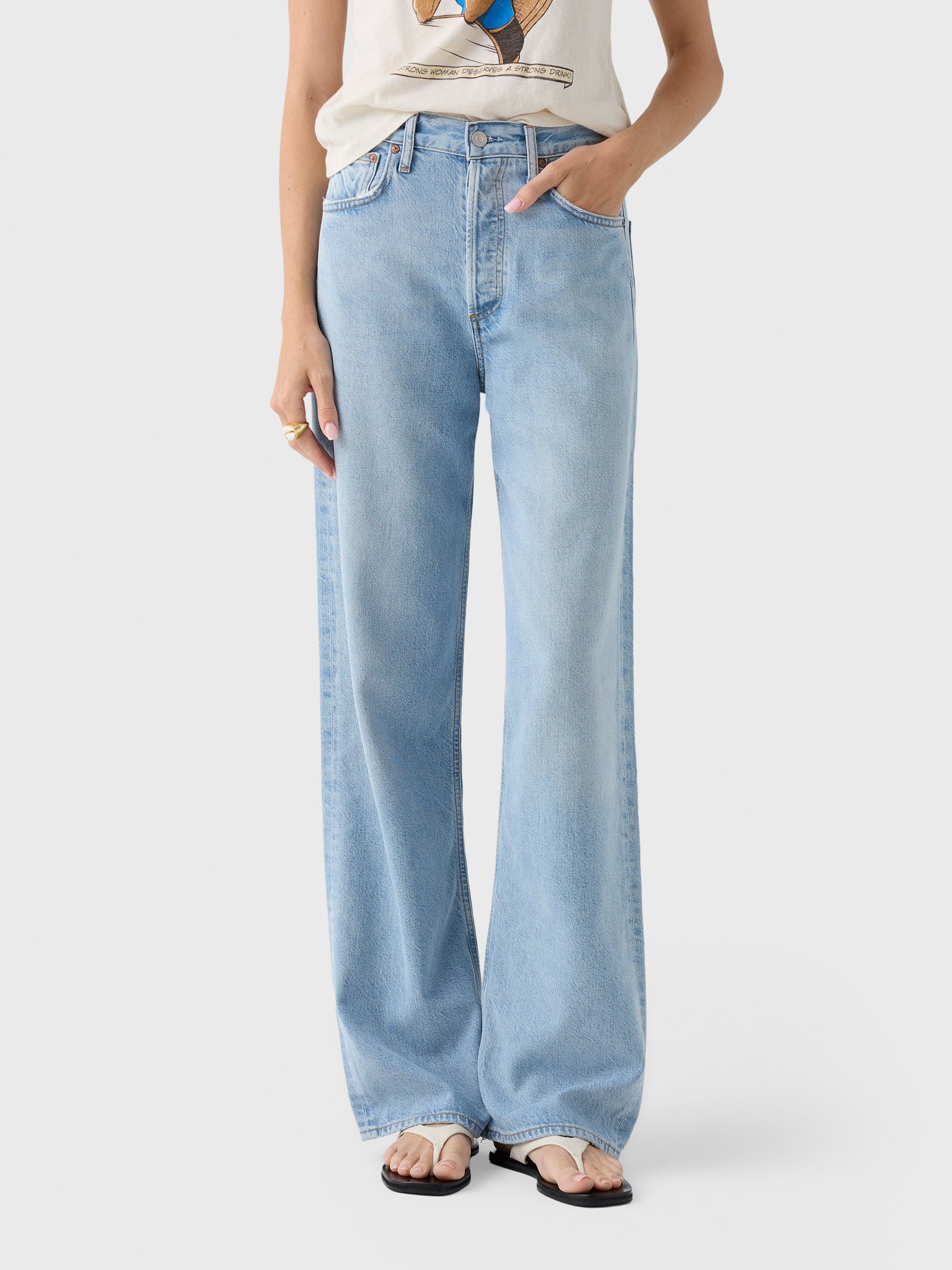 Agolde Women's Ren Wide Leg Jean - Saint Bernard