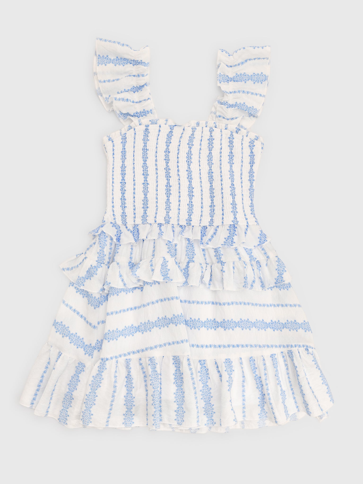 Hannah Banana Girls' Combo Stripe Printed Ruffle Dress - Saint Bernard