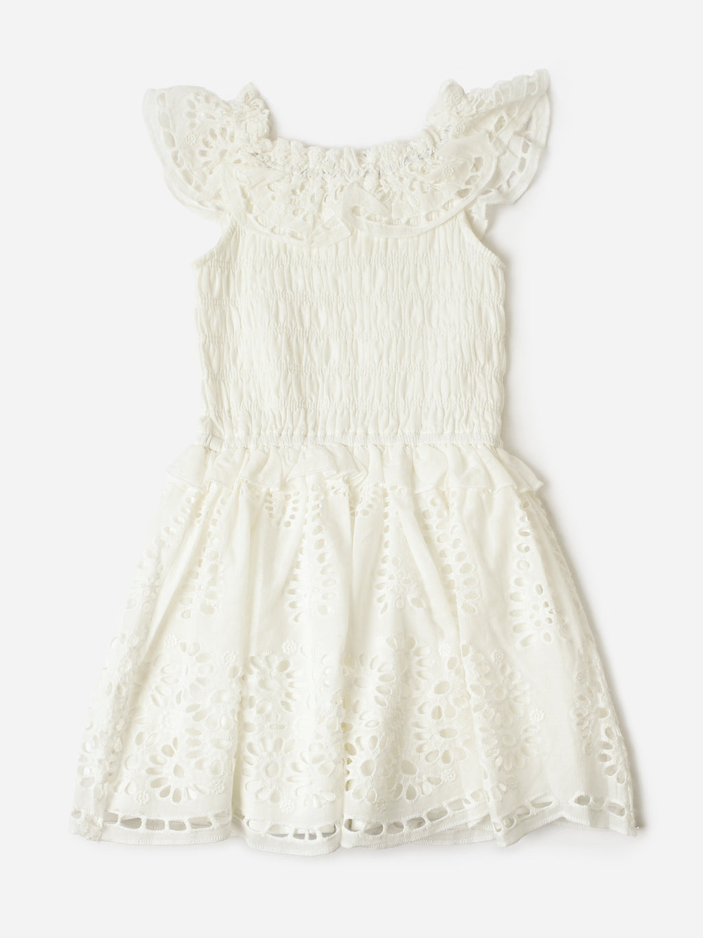 Hannah Banana Girls' Eyelet Smocked Dress - Saint Bernard