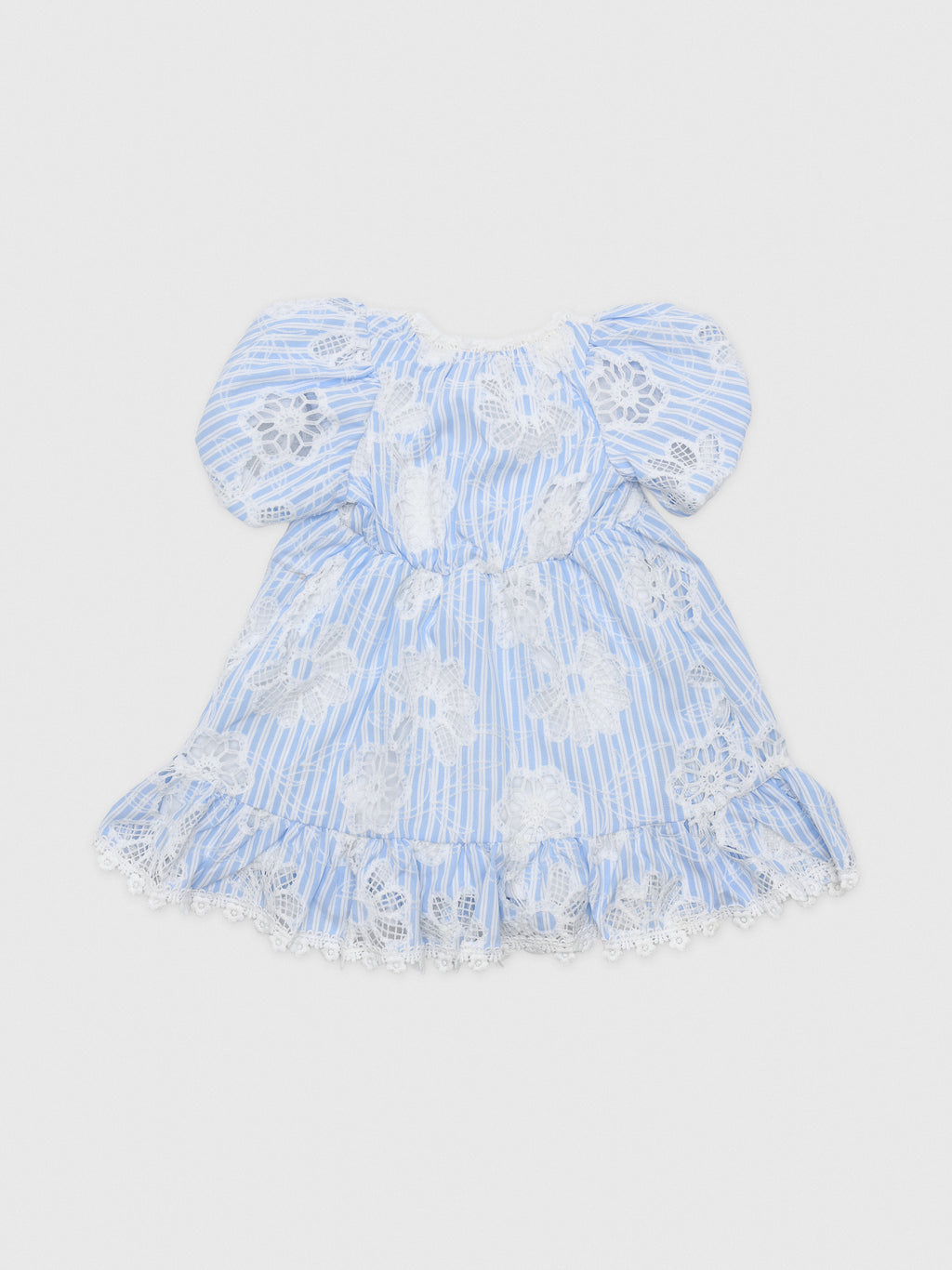 Hannah Banana Girls' Stripe Eyelet Bubble Sleeve Dress - Saint Bernard