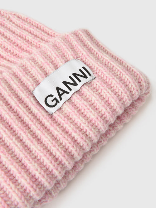 GANNI Women's Oversized Wool Rib Knit Beanie