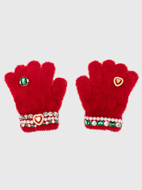 Super Smalls Ruby Red Jeweled Gloves