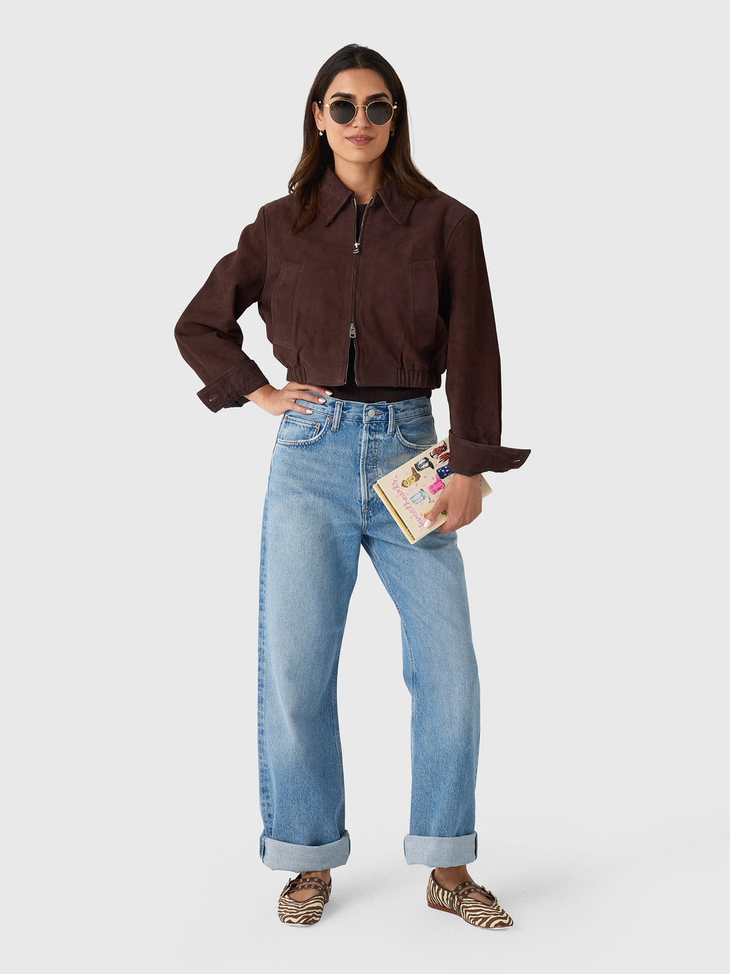 Agolde Women's Nahla Cropped Suede Jacket - Saint Bernard