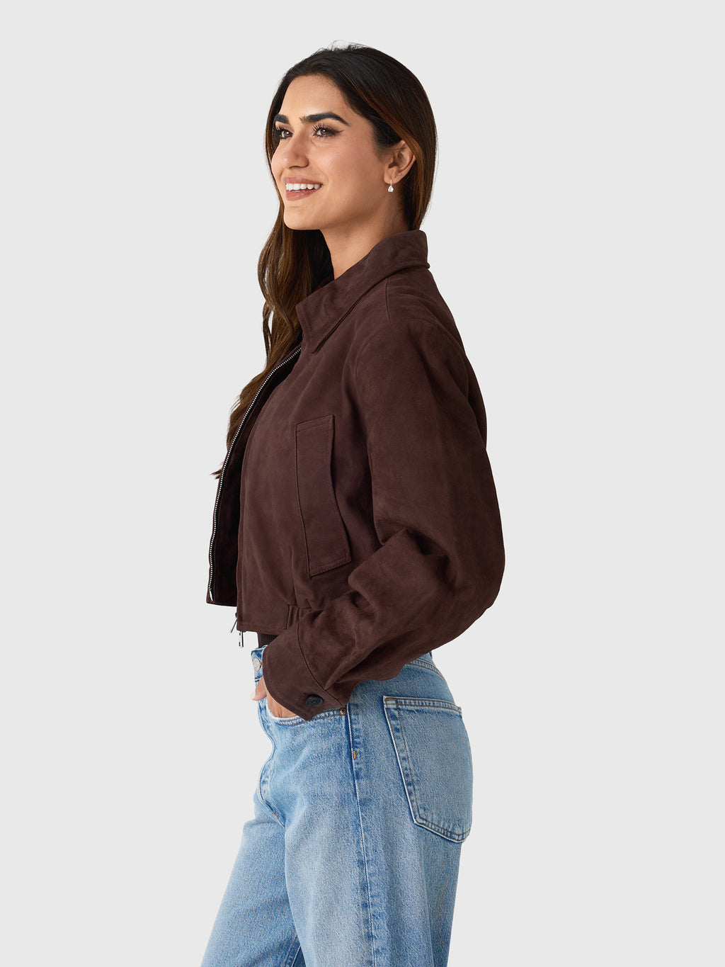 Agolde Women's Nahla Cropped Suede Jacket - Saint Bernard