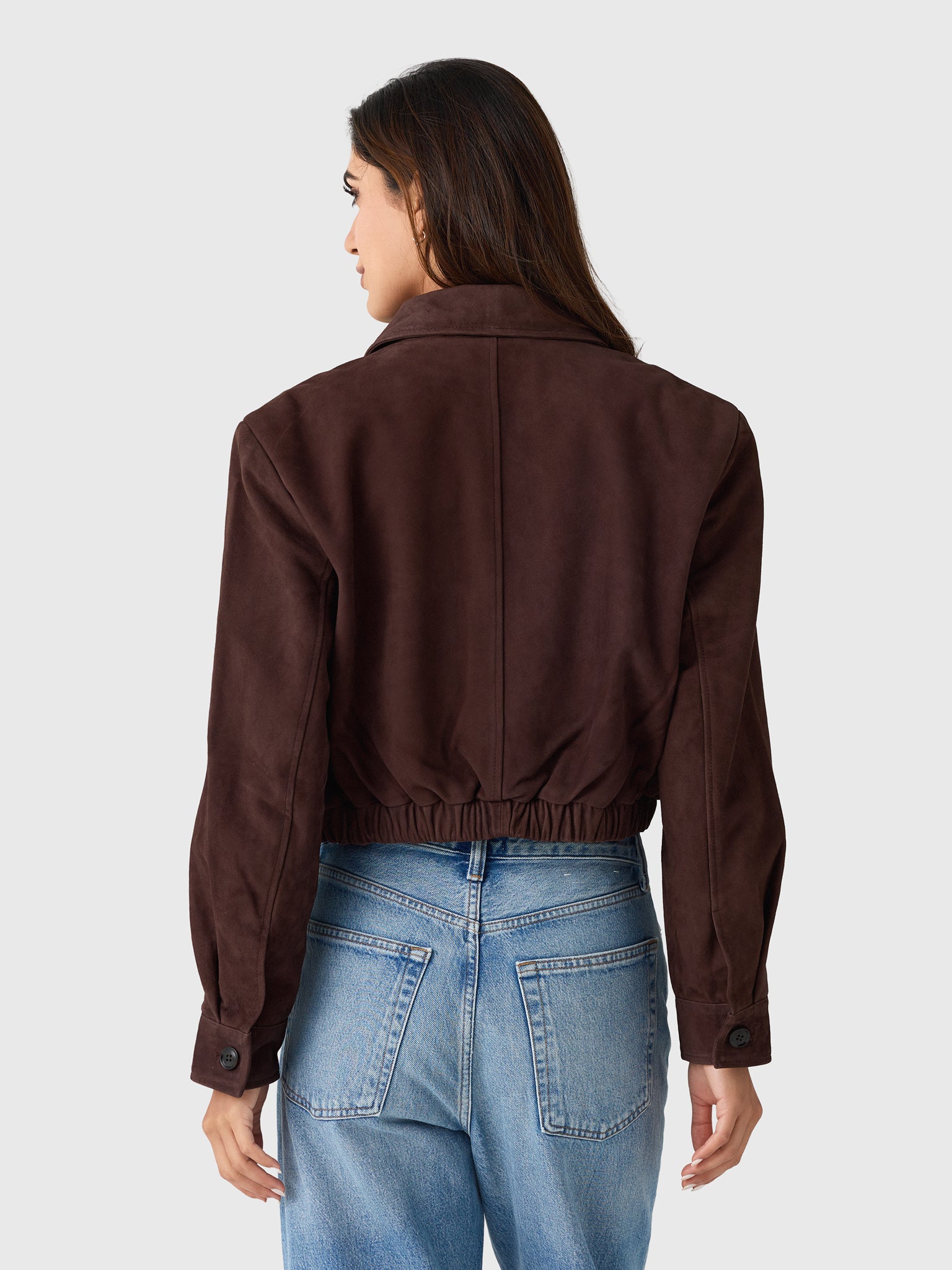 Agolde Women's Nahla Cropped Suede Jacket - Saint Bernard
