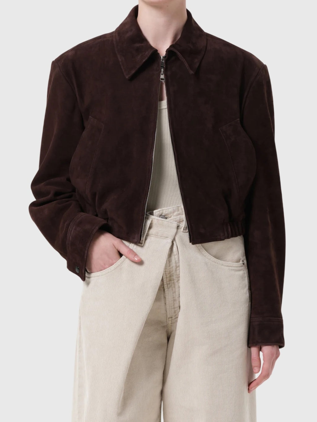Agolde Women's Nahla Cropped Suede Jacket - Saint Bernard