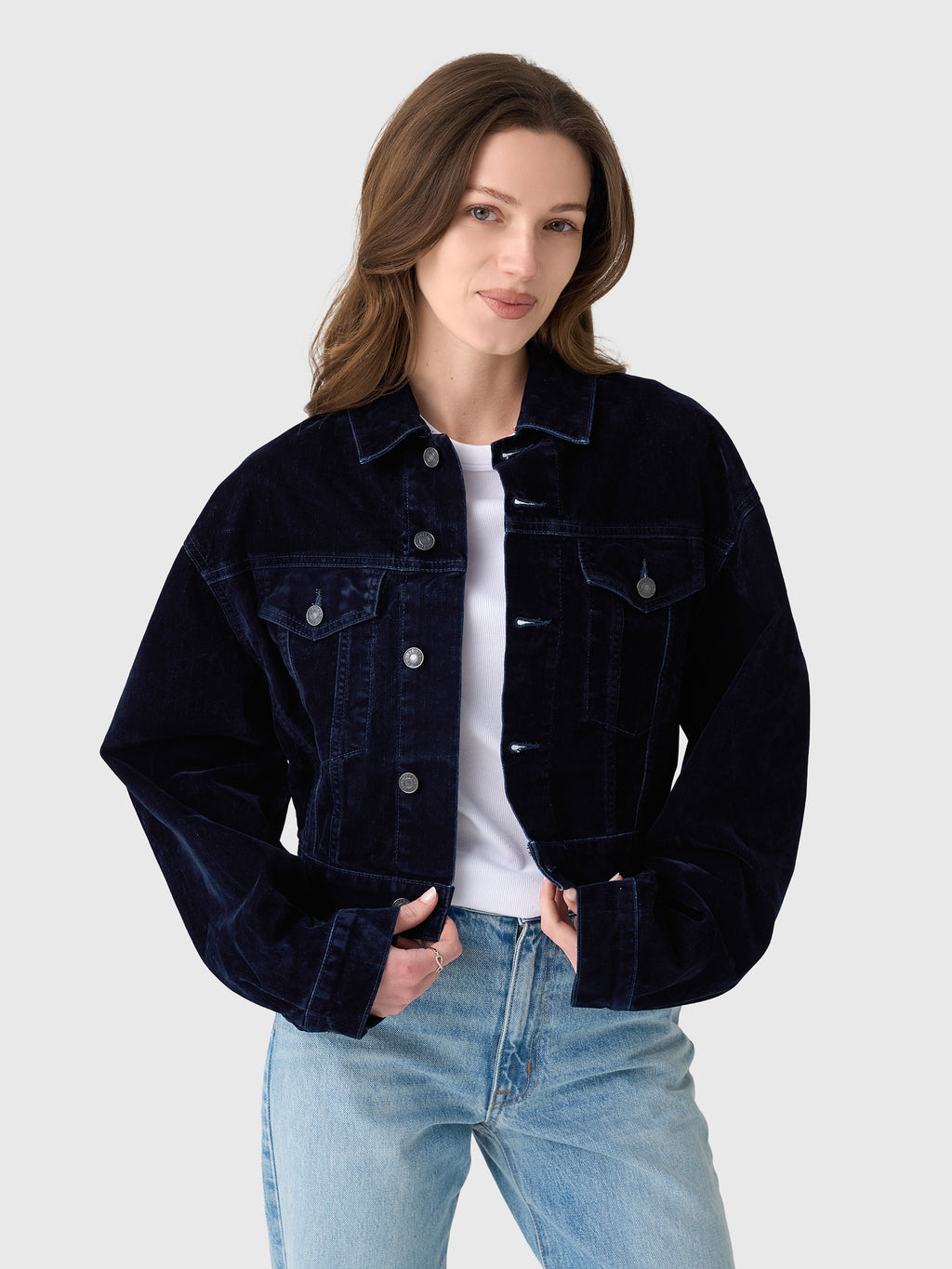 Agolde Women's Radley Velvet Denim Jacket - Saint Bernard
