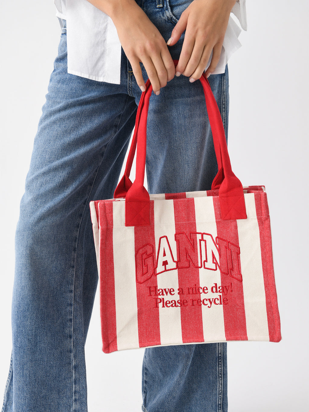 GANNI Large Striped Easy Shopper Tote - Saint Bernard