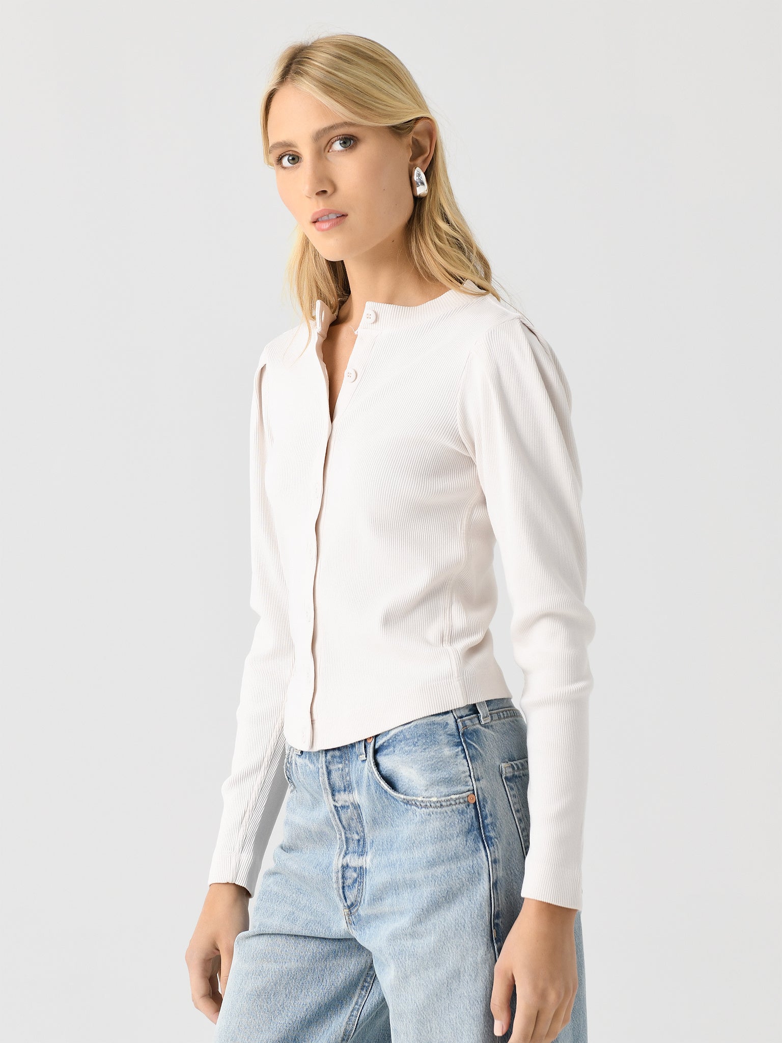 AMO Women's Puff Sleeve Cardigan Saint Bernard