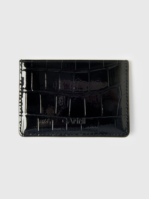GANNI Bou Croco Patent Card Holder