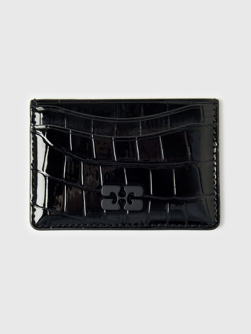 GANNI Bou Croco Patent Card Holder - Saint Bernard
