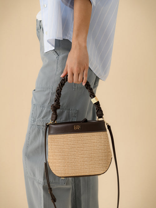 GANNI Bou Raffia Bucket Bag