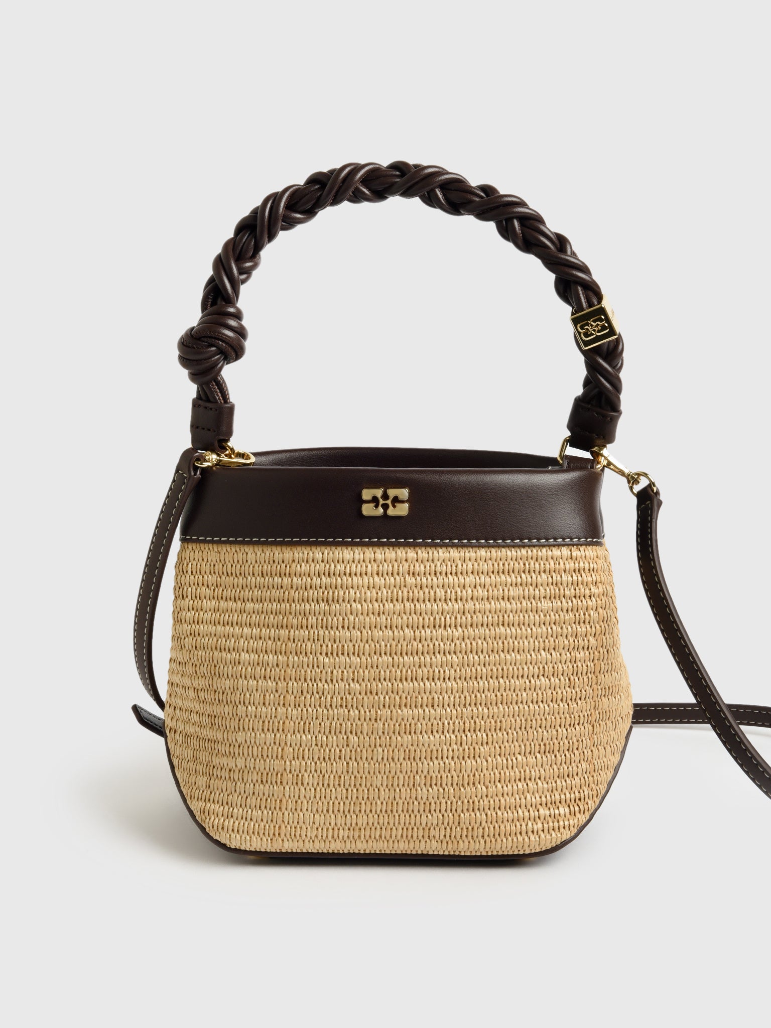 GANNI Bou Raffia Bucket Bag - Saint Bernard